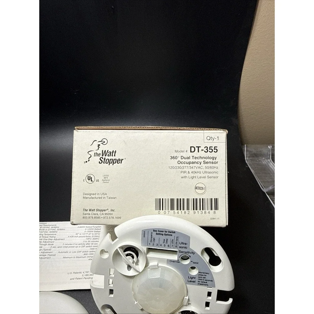 Wattstopper DT-355 Dual Tech Ceiling Occupancy PIR Ultrasonic Sensor 120-347V